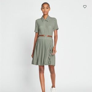 Tory Burch Printed Pleated Zip-Front Golf Dress L